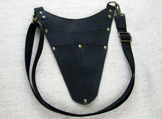 Friseurtasche Aus Echtem Leder – Mit Scherenfächern & Gürtelclip, Schwarz