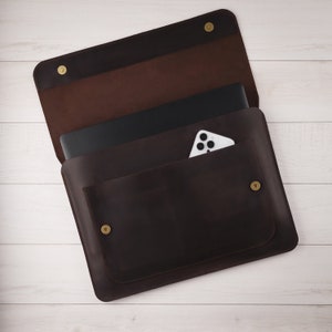 MacBook Leather Case, Leather Laptop Sleeve Bag, Leather Laptop Case 13 14 16, Personalized Sleeve, Slim Leather Laptop Cover zdjęcie 7