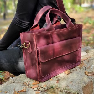 Leder Laptop Handtasche A4 Crossbody Bag, Leder Aktentasche Männer Frauen, Crossbody Messenger Bag