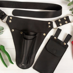 Leather Florist Tool Bag + Hori-Hori Pocket, Leather Tool Belt, Leather Gardening Belt, Personalized Florist Bag + Phone Pocket