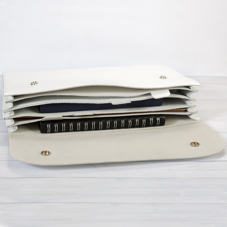 White leather documents case
