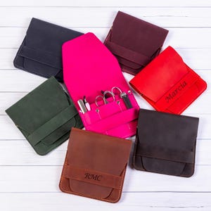 Custodia per set manicure, custodia per manicure in pelle, organizer per utensili per manicure, kit per la cura della manicure da uomo, custodia EDC in pelle