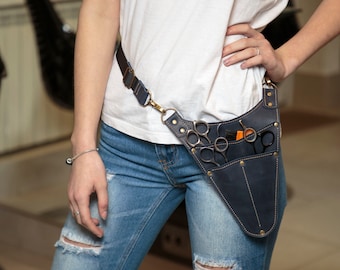 Leather Barber Tool Belt Bag: Personalized Hair Stylist Scissor Pouch