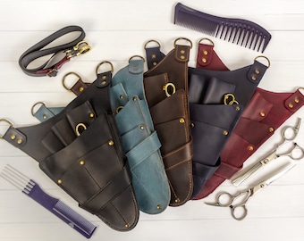 Leder-Werkzeug-Gürtel, Scherenhalter, Barber Tool Case Bag, Scherenhalter, personalisierte Tasche, Friseur