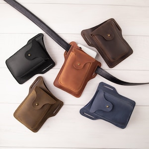 EDC Étui ceinture pour téléphone en cuir pour homme, Petite pochette en cuir pour homme, Étui pour téléphone en cuir, Accessoire de chasse et de pêche, Support ceinture pour téléphone cadeau pour homme