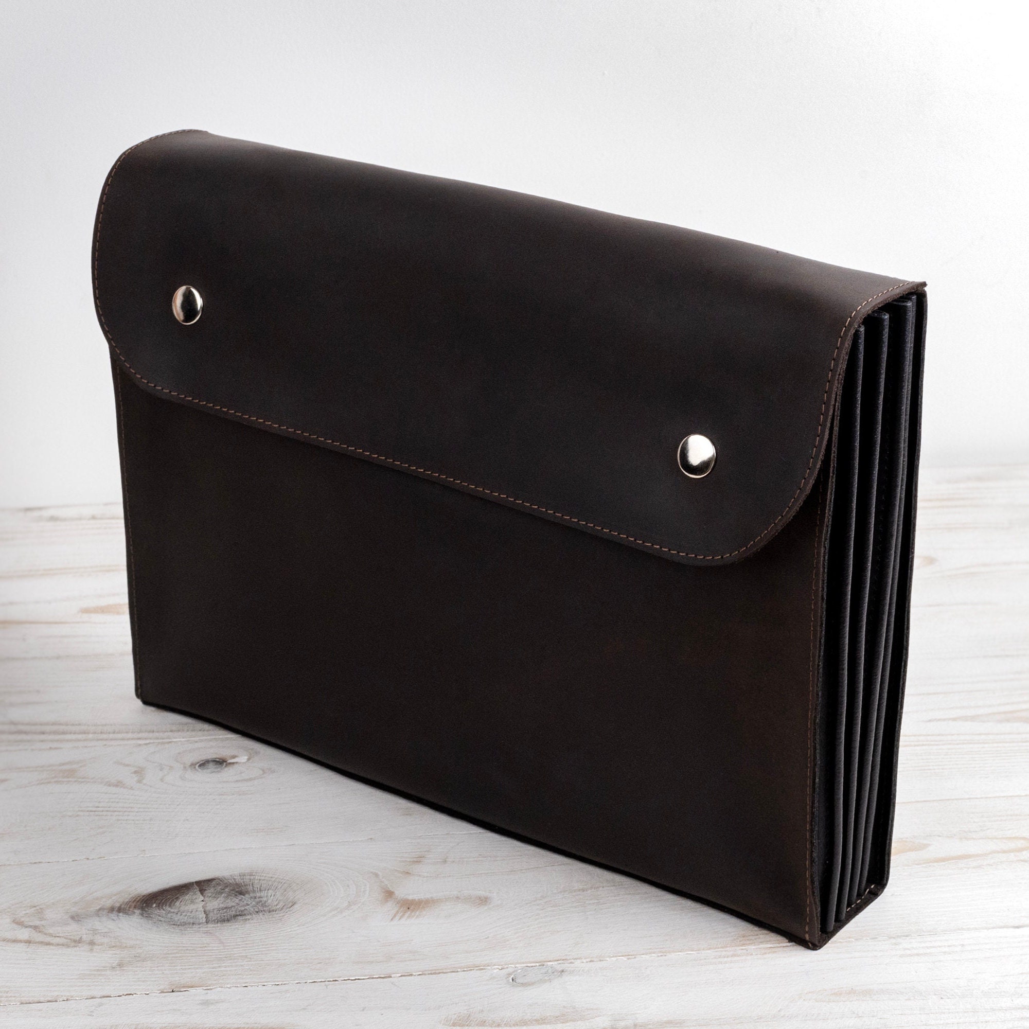 Leather Folder A4 for Documents, Accordian File Organizer, Leather ...