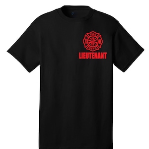 Lieutenant Rank Graphic T-Shirt Fire Department Fire Fighter