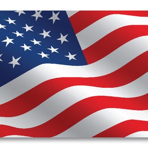 Wavy American Flag- Aluminum Red White and Blue Vanity License Plate