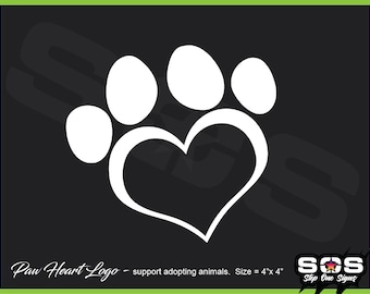 Paw Heart vinyl decal sticker