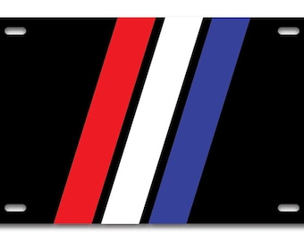 Red White and Blue Line Drift Stanced Aluminum Vehicle Vanity License Plate