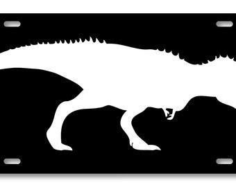 T-Rex Dinosaur Black and White Vanity License Plate