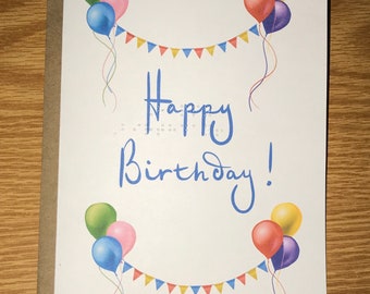Braille (uncontracted) birthday card
