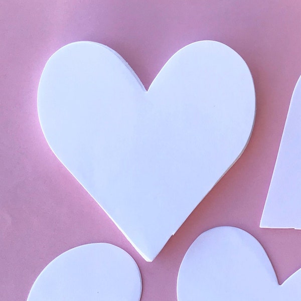 30 Paper Card Stock Hearts Set - White - 3-1/4" Heart Cut Outs - Die Cut Heart Cutouts