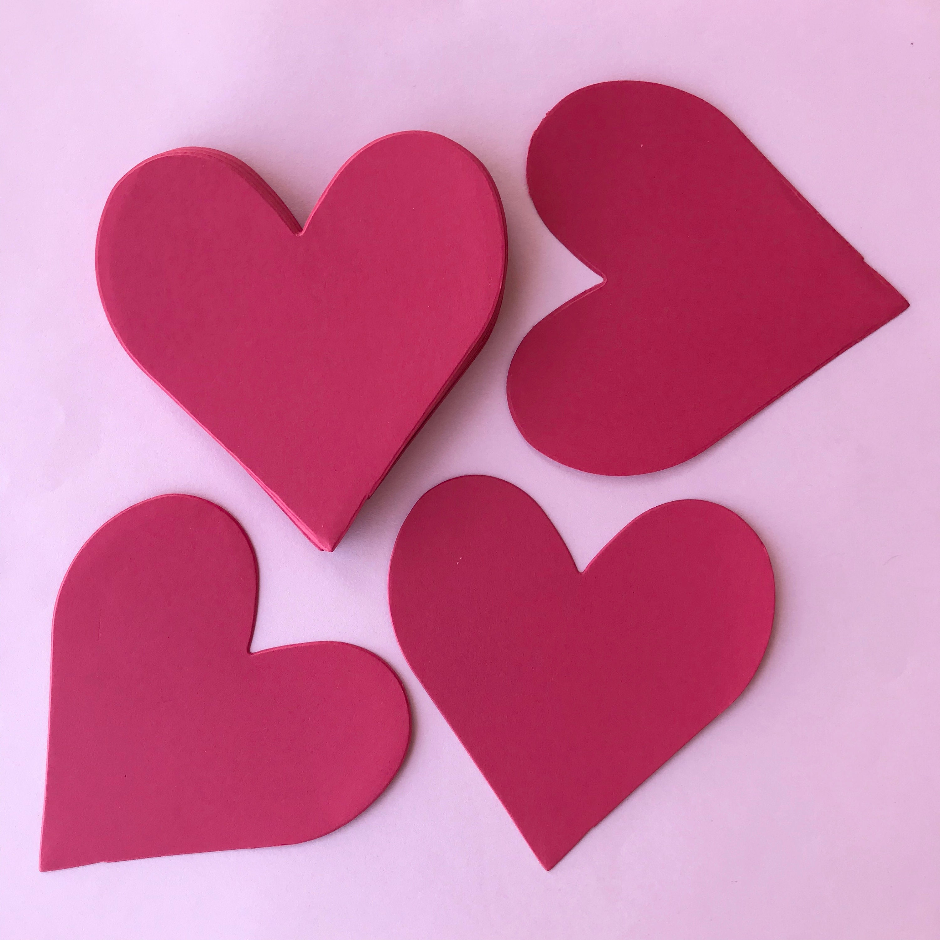 30 Card Stock Hearts Set Red/pink/white 31/4 Heart Cut Outs Die Cut