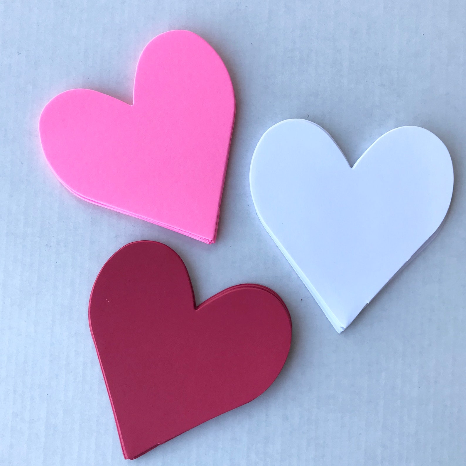 30 Card Stock Hearts Set Red/pink/white 31/4 Heart Cut Outs Die Cut