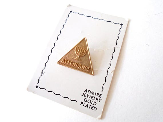 Gold Plated Menorah Tack Pin, Hanukkah Attendance Brass Tack Pin, Gold Plated Hanukkah Pin, Menorah Pin
