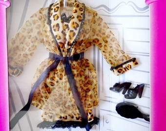 Barbie Fashion Avenue LINGERIE New in Box, Vintage Barbie Leopard Nightie, Robe abd Accesspries, NRFB 90's Barbie Doll Clothes