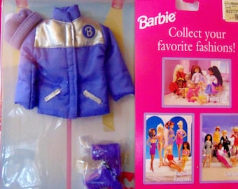 Vintage Barbie Purple Puffer Jacket NRFB Doll Clothes, Barbie Fashion Avenue COAT New in Box, Vintage 90's Barbie Purple Coat