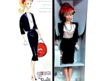 Vintage 1959 Reproduction Barbie Doll, NRFB Mattel Commuter Set Barbie Collector Fashion Doll, Rare