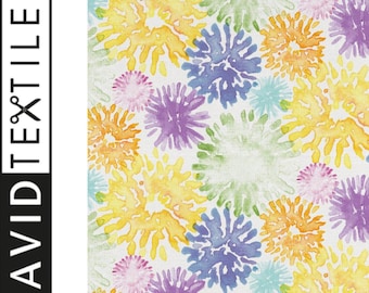 Floral Cotton Fabric: Purple, Yellow, Blue Harmony Bloom Print