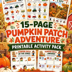 Pumpkin Patch Adventure Printable | 15-Page Fall Learning Activities (Digital Download)