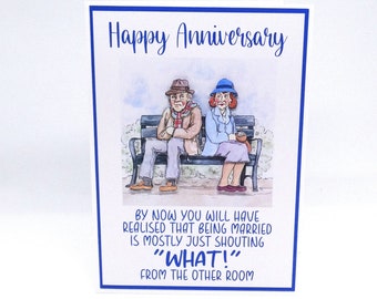 Cheeky Anniversary Card: Grumpy Couple Wedding Anniversary