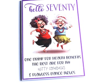 Funny 70th Birthday Card: Dancing Ladies, Cheeky Sentiment