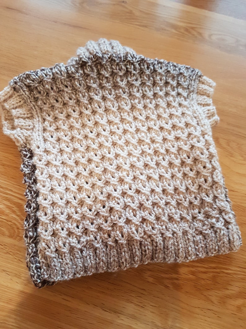 0-3 months Brown Beige Hand Knitted Woollen Baby Gilet