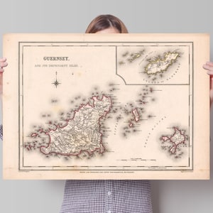 Alte Karte von Guernsey | Alderney Island | Insel Sark |  Insel Herme | Valentine | 1844