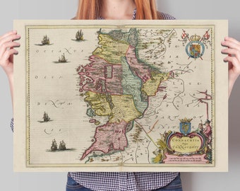 Old Galway Map |Connachtia Vulgo Connaughty | Old Antique Map | 1665 | Blaeu Map | Ireland, Connacht, Galway, Leitrim, Mayo, Sligo Roscommon