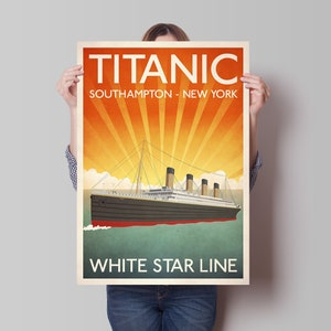 Titanic Travel Poster, Retro Illustration of the Titanic