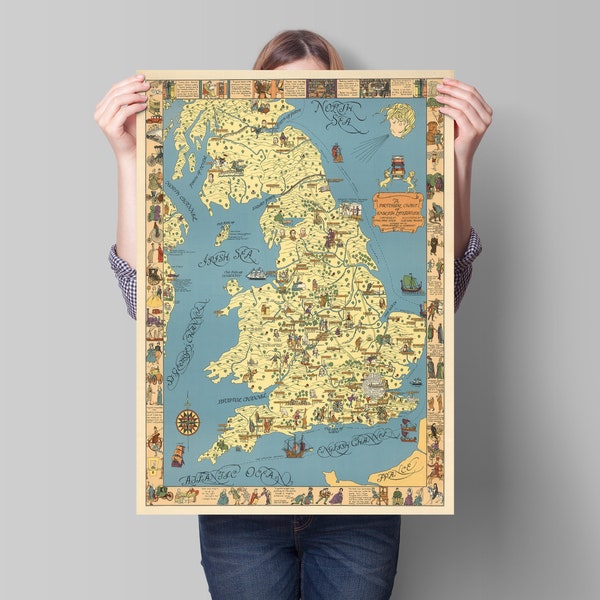 Pictorial Chart of English Literature - Map of Great Britain