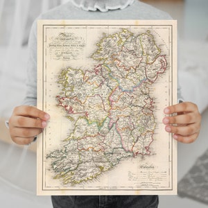 Irland Karte - Alter, Antiker Reproduktionsdruck von Irland - 1846