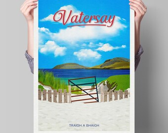 Vatersay-reisposter, Traigh a Bhaigh, Vatersay Beach, Isle of Barra