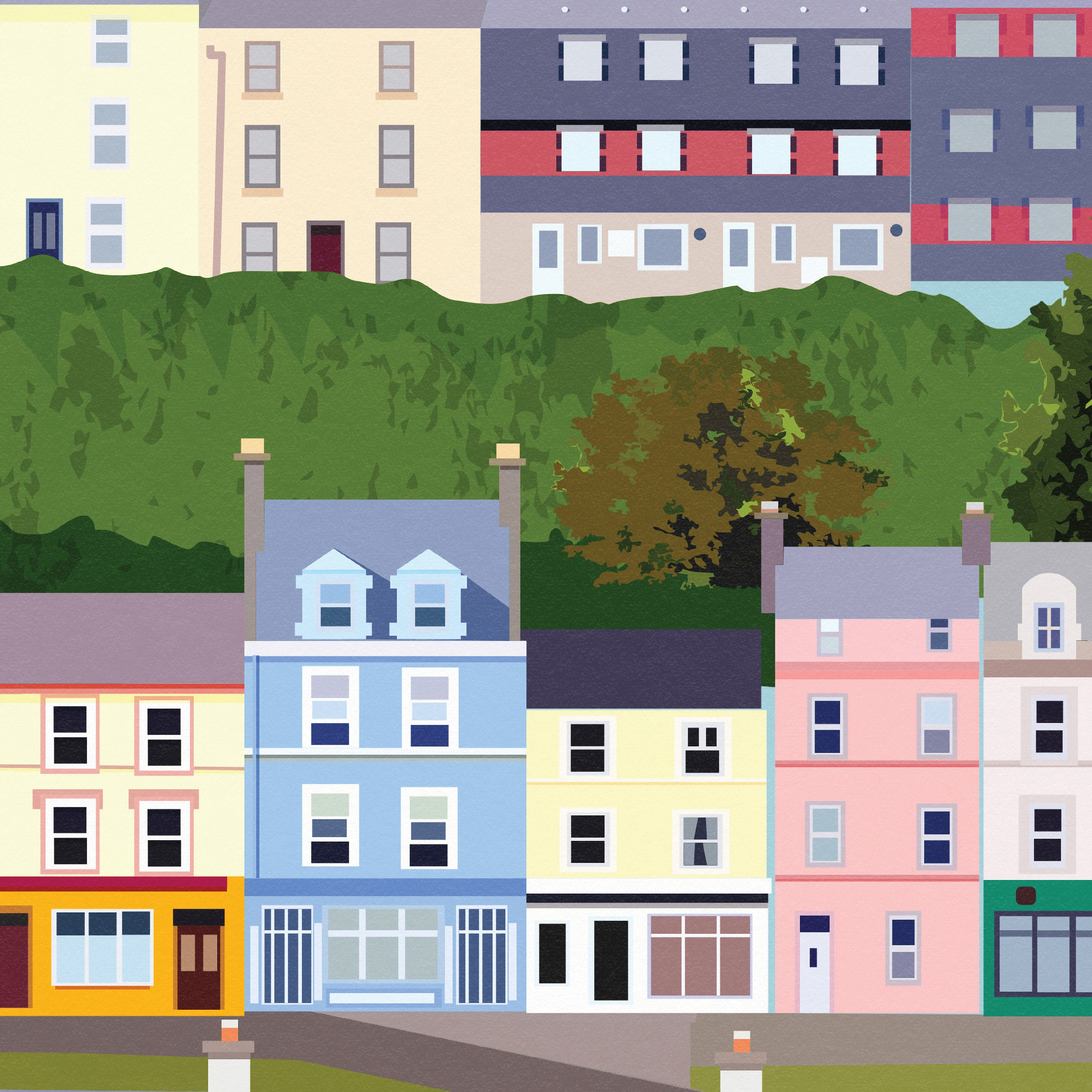 Cork Print Featuring Colourful Houses Co Cork Ireland Etsy