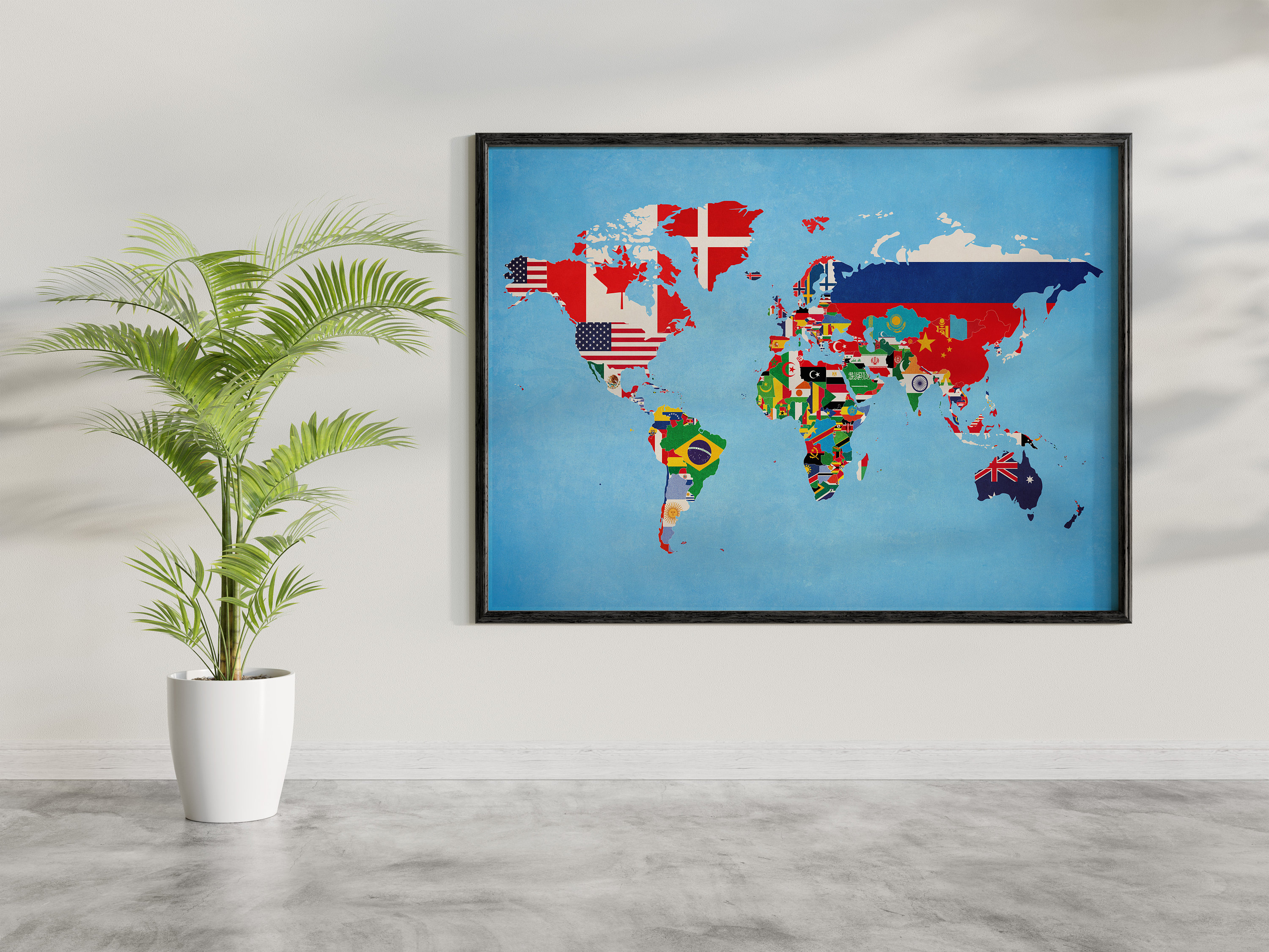 Carte du monde des drapeaux Affiche de carte de pays Art éducatif Kids Room  Drapeaux nationaux Art de la carte Cadeau pour lui -  France