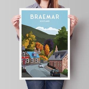 Braemar Travel Poster - Scotland - Scottish Landscape Wall Art for Home or Office Decor - A3, A2, A1