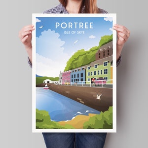 Portree Travel Poster, Isle of Skye Print - Scottish Wall Art