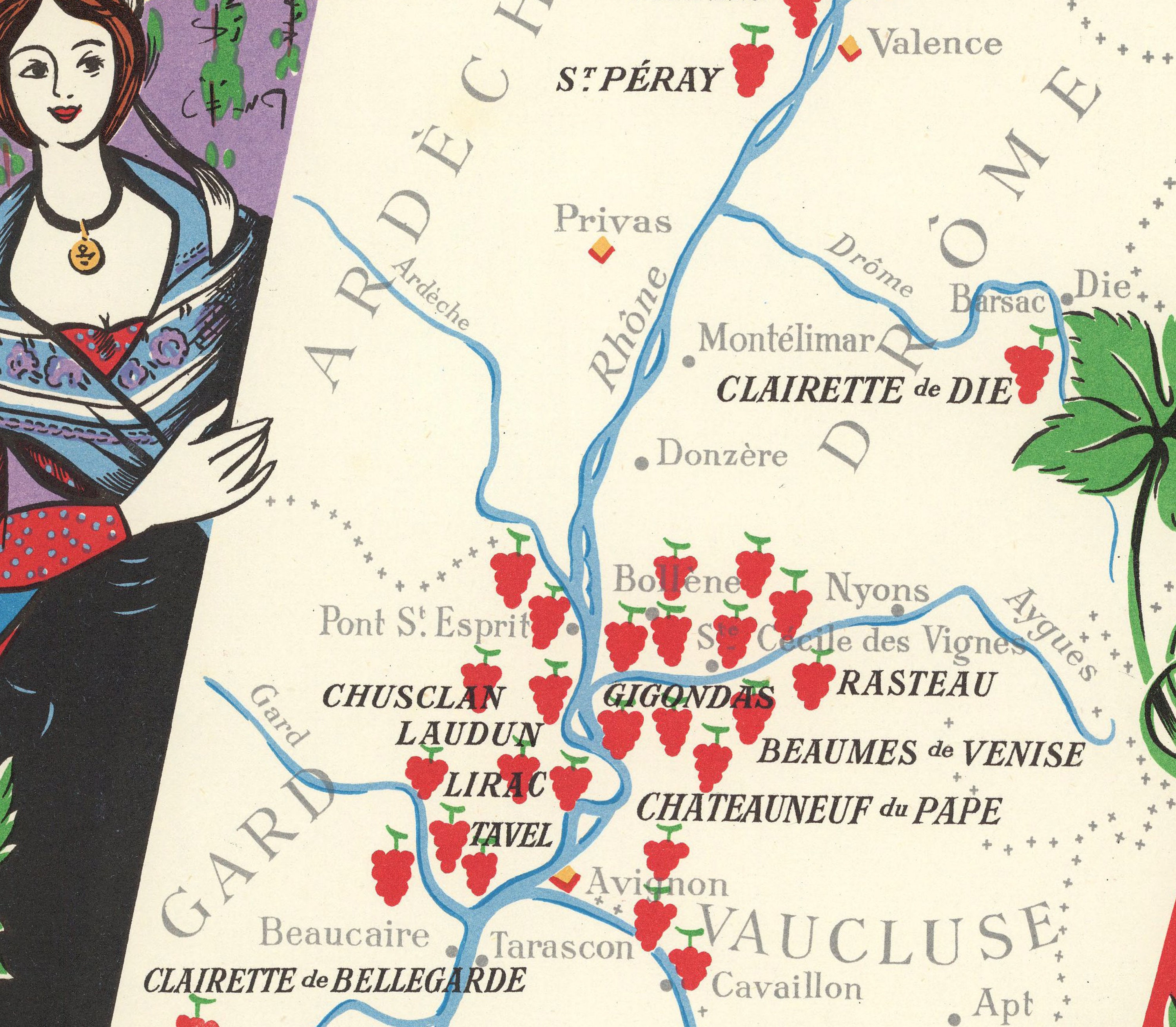 Les Vignobles de France  Vins d'Algerie by Remy Hetreau, 1950 – the  Vintage Map Shop, Inc.