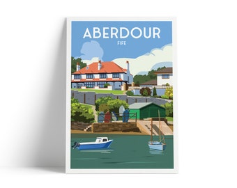 Aberdour Print - Harbour - Fife Coastal Path  - Scotland Wall Art - Travel Poster