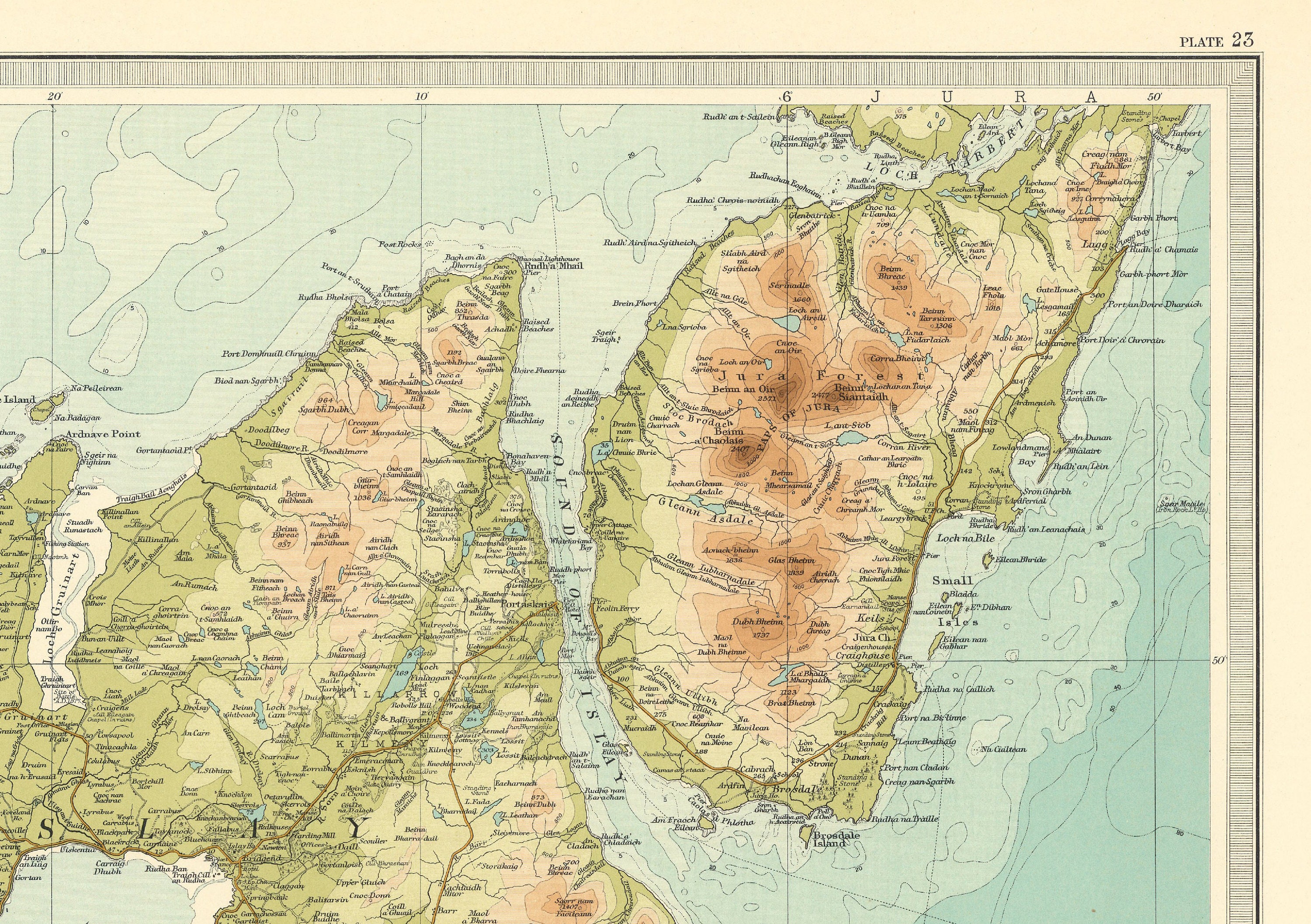 Islay Map Isle of Islay Map Old Antique Map 1912 Bartholomew Old | Etsy