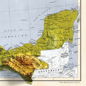 Mexico Topographic Map - 2D Giclée Print - 3D Effect Shaded Relief ...