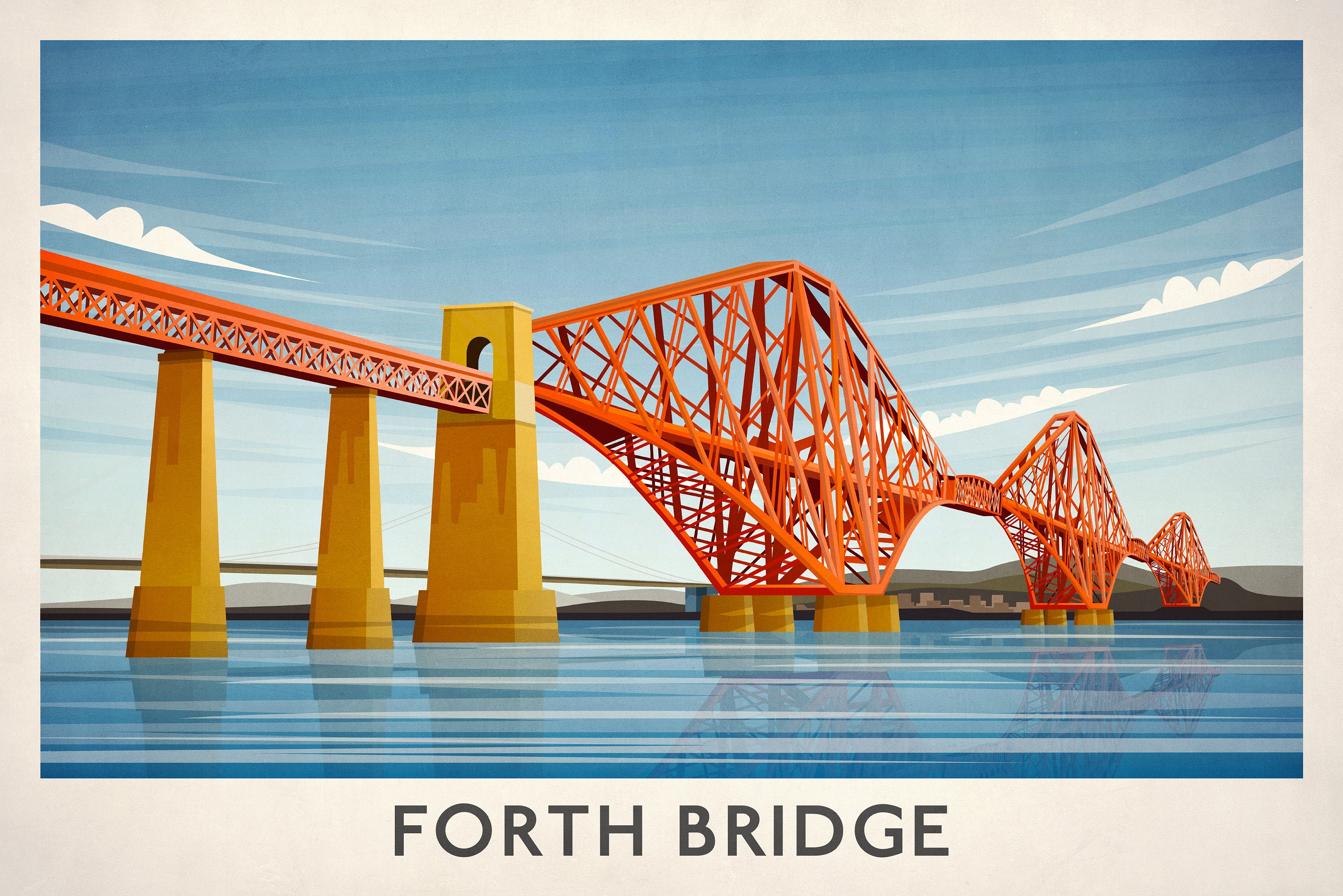 Forth Bridge Scottish Travel Print Edinburgh to North - Etsy UK