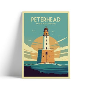 Peterhead Print - Rattray Head Travel Poster - Scotland