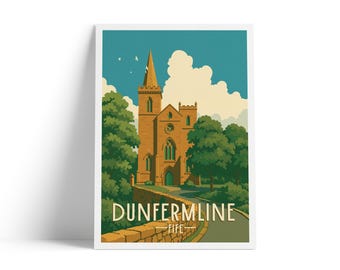Dunfermline Abbey Travel Poster | Fife Scotland Wall Art | Scottish Architecture Print