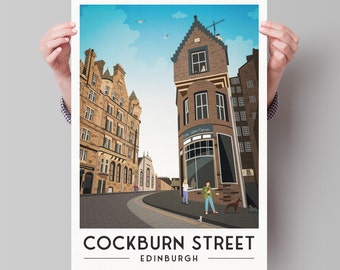 Cockburn Street, Edinburgh Travel Poster, Scottish Wall Art