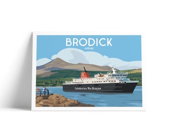 Brodick Arran Travel Poster | Isle of Arran Wall Art | CalMac Ferry Print | Scottish Island Poster