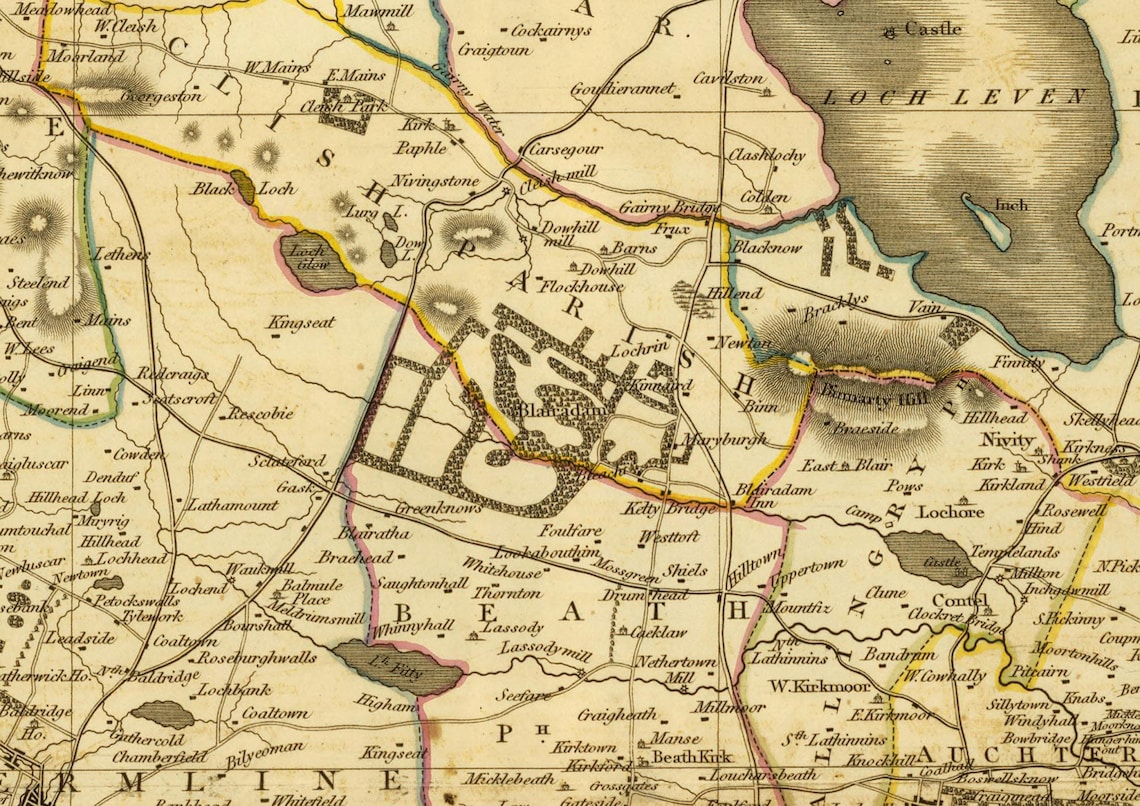 Map of Fife Scotland 1831 Old Replica Poster Print Scottish Etsy UK