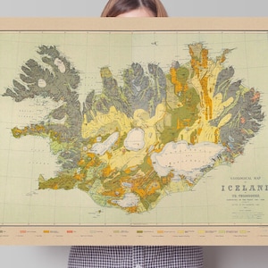 Geologische Karte von Island, - alte Island Karte, - Nordische Karte von Island - Nordische Geschenk - Thorvaldur Thoroddsen - 1901