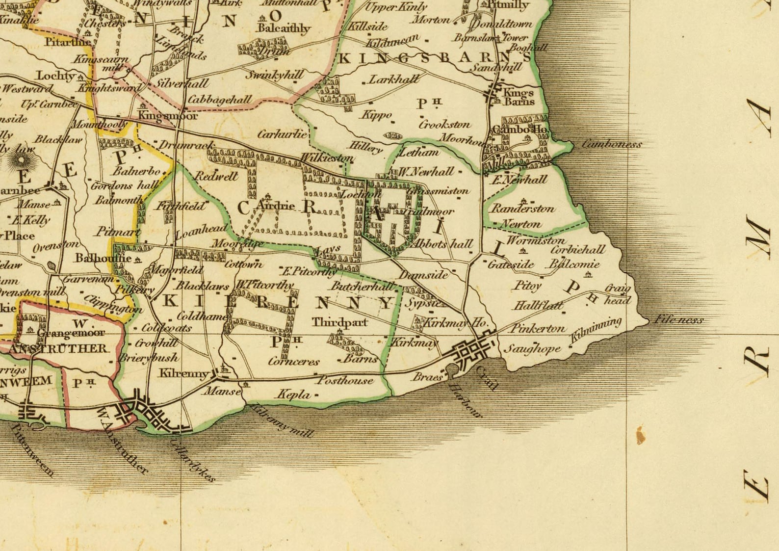 Map of Fife Scotland 1831 Old Replica Poster Print Scottish Etsy UK